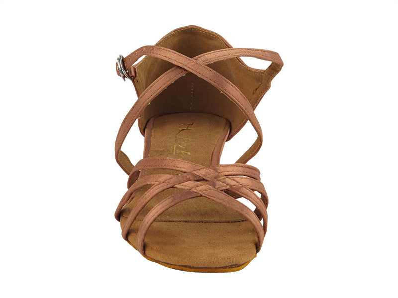 1606FT Tan Satin with 1" Flat Heel in the photo