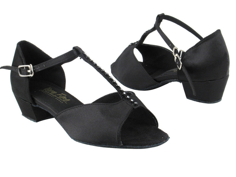 1609 Black Satin_Stone_1_5in with 1.5" Medium Heel in the photo