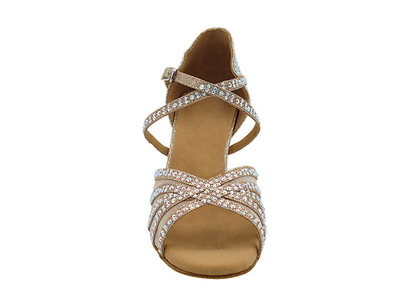 1613Bling Champagne Glitter Satin & Flesh Mesh with 2.5" Heel (2899) in the photo