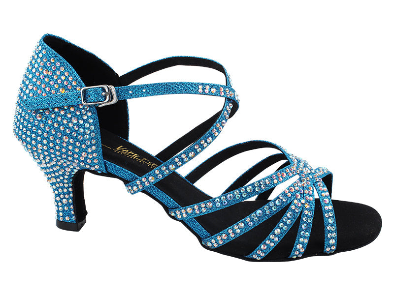 1613Bling Blue Glitter Satin with 2.5" Heel (2899) in the photo