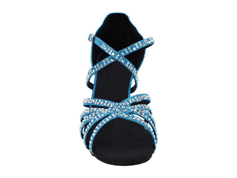 1613Bling Blue Glitter Satin with 2.5" Heel (2899) in the photo