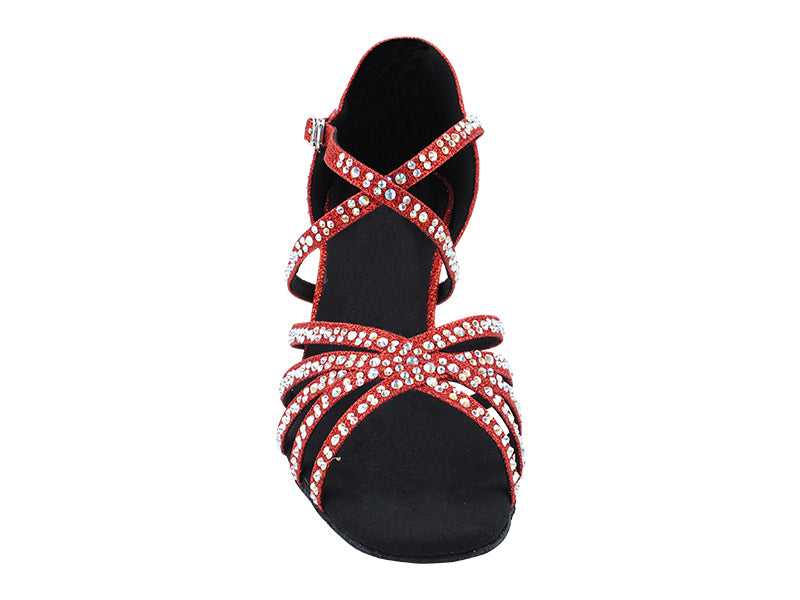 1613Bling Red Glitter Satin with 2.5" Heel (2899) in the photo