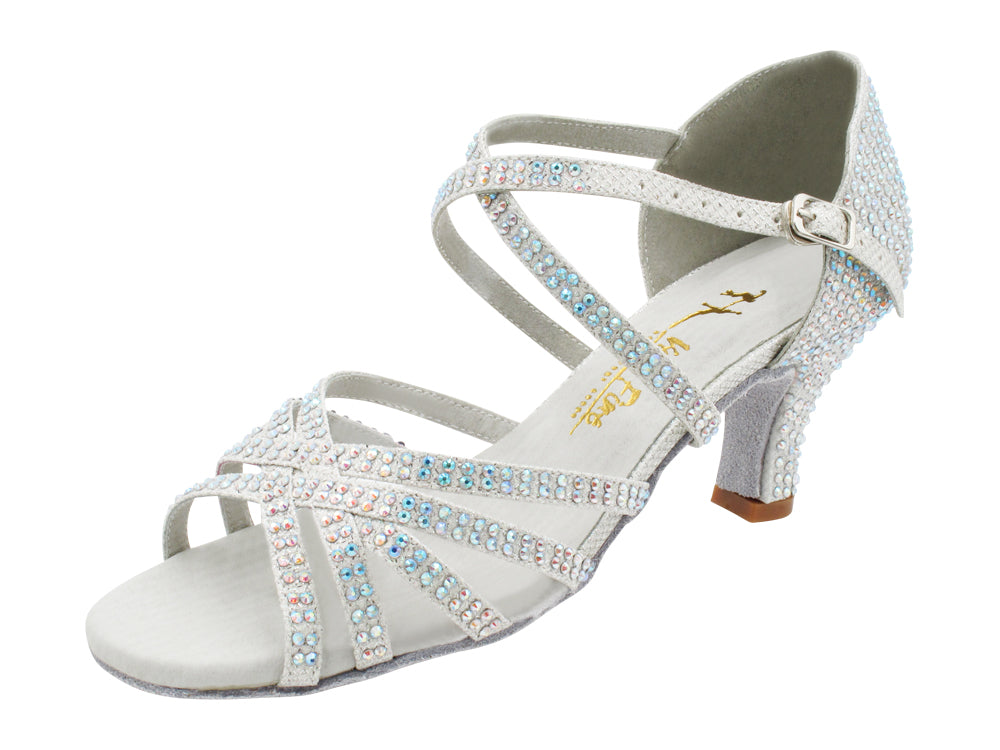 1613Bling White Glitter Satin with white insole with 2.5" Heel (2899) in the photo