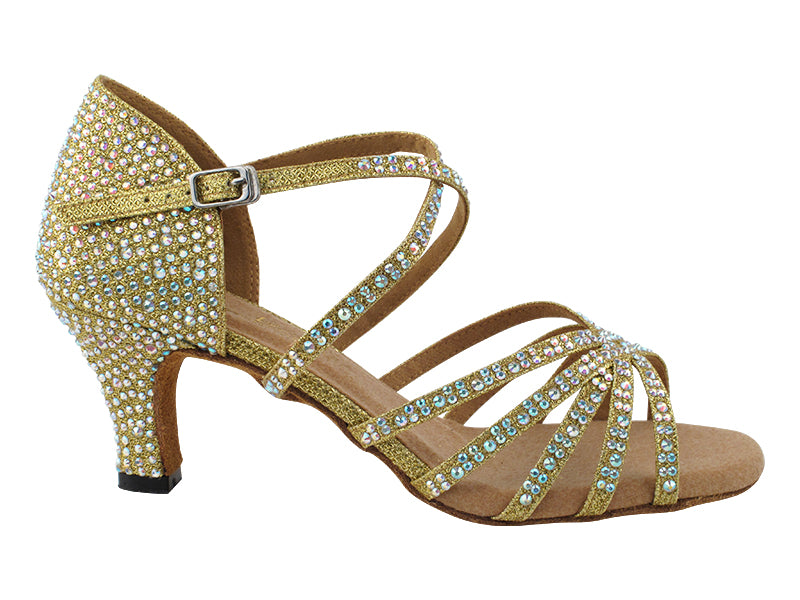 1613Bling Gold Glitter Satin with 2.5" Heel (2899) in the photo