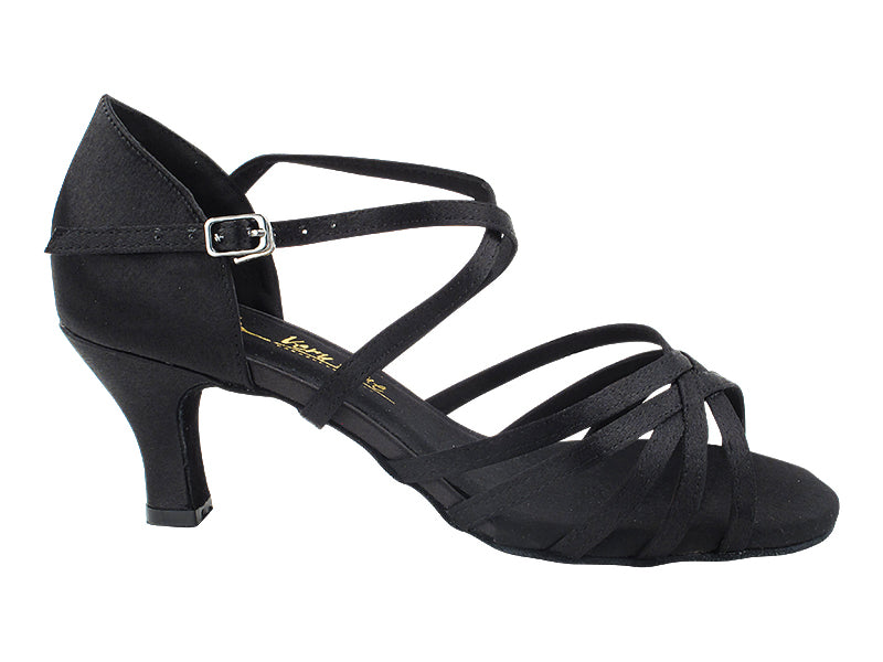 1613 Black Satin with 2.5" Heel in the photo