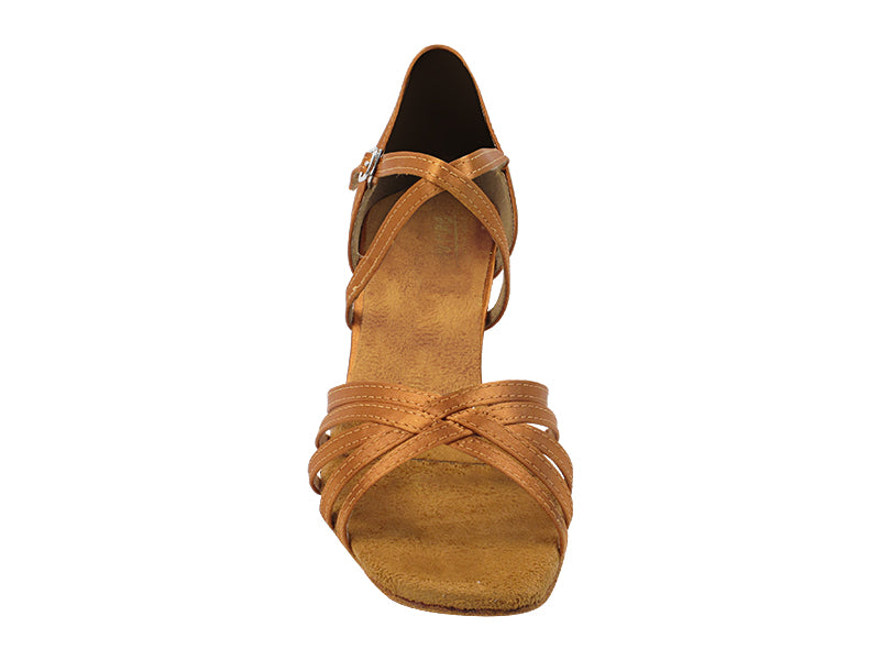 1613 Dark Tan Satin with 2.5" Low Heel in the photo