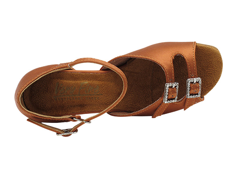 1619G Dark Tan Satin & Stone with 1.5" heel in the photo