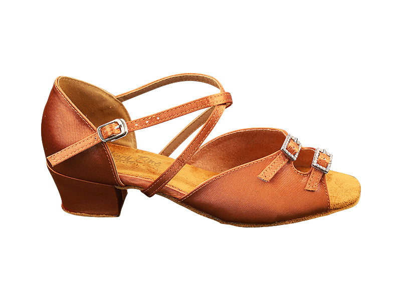 1620X Dark Tan Satin & Stone with 1.5" Medium heel in the photo