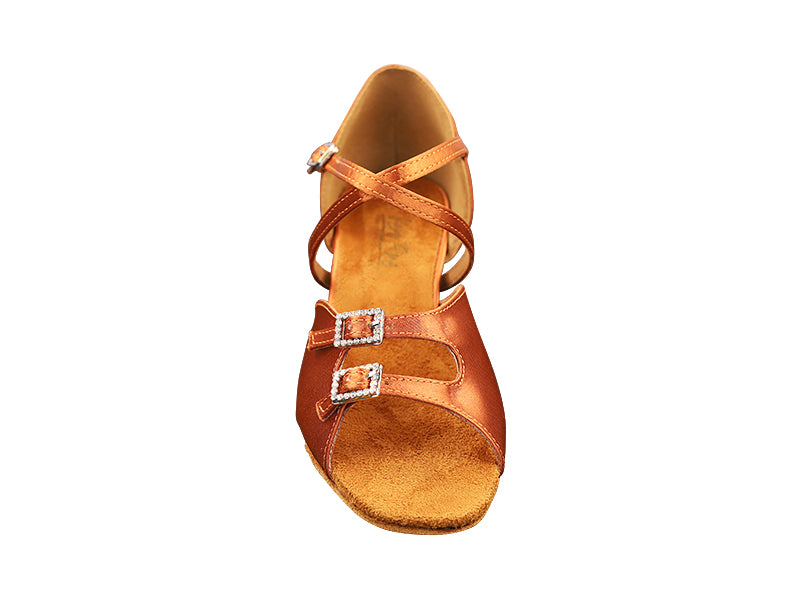 1620X Dark Tan Satin & Stone with 1.5" Medium heel in the photo