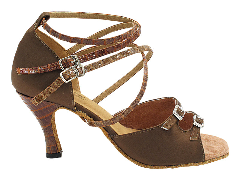 1620DX 316 Coffee Satin_304 Coffee PU_S_H with 3" Heel (6812) in the photo