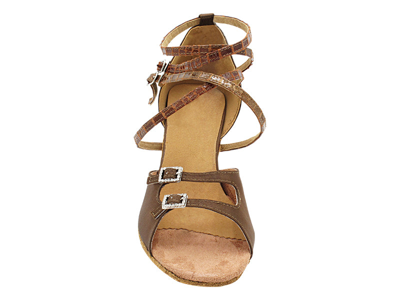 1620DX 316 Coffee Satin_304 Coffee PU_S_H with 3" Heel (6812) in the photo