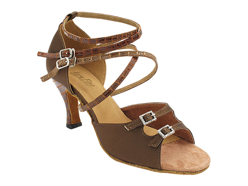 1620DX 316 Coffee Satin_304 Coffee PU_S_H with 3" Heel (6812) in the photo