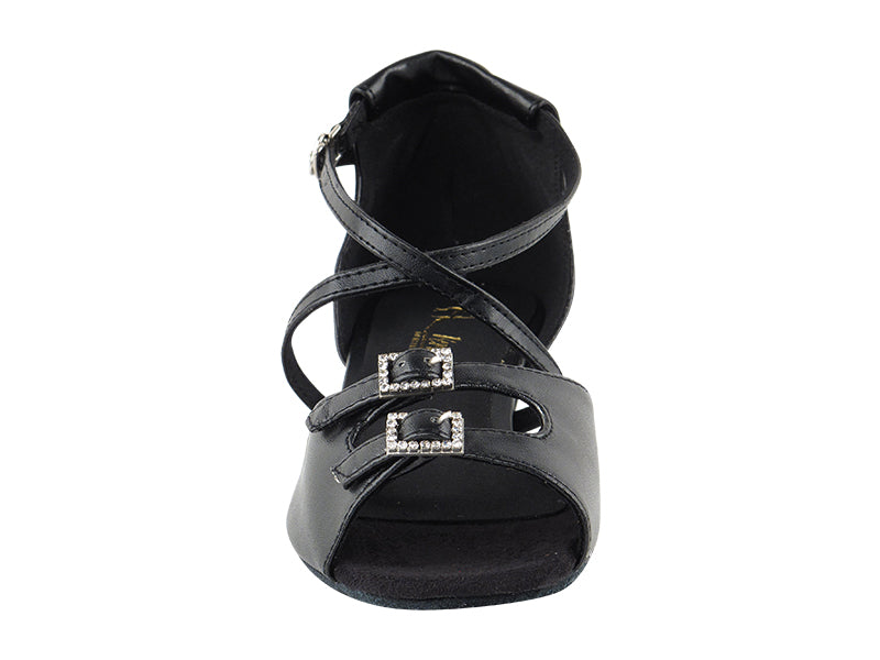 1625FT Black Leather with 1" Flat Heel in the photo