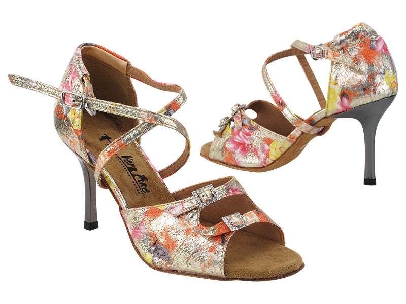 1625LEDSS 145 Gold Granite Satin_Stone with 3" SLIM Silver (382) in the photo