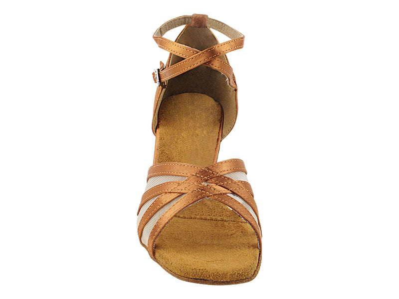 1628 Dark Tan Satin & Flesh Mesh with 2.5" Heel (2899) in the photo
