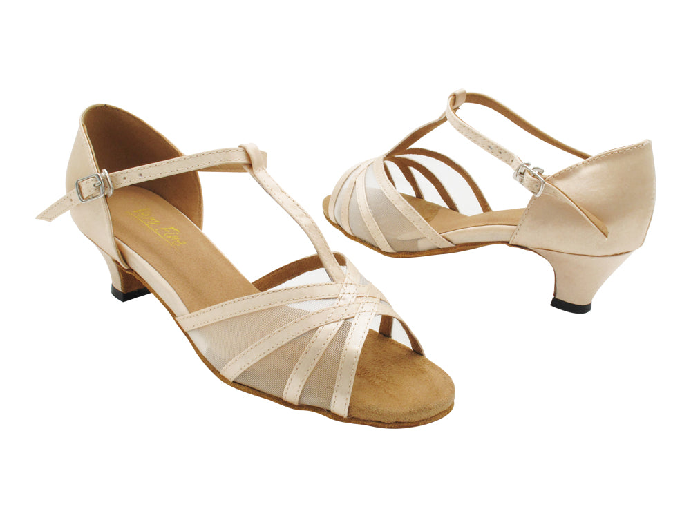 1635 Flesh Satin & Flesh Mesh with 1.3" Cuban Heel (387) in the photo