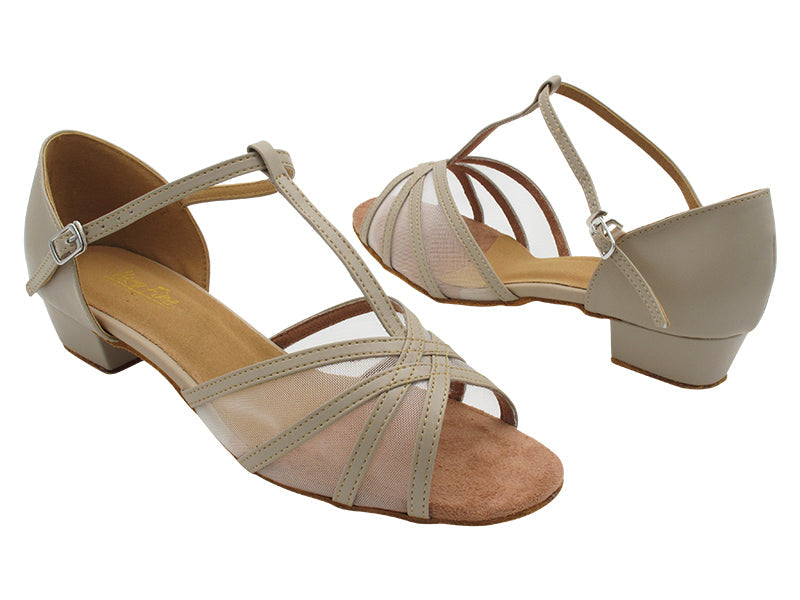 1635FT Tan Leather & Flesh Mesh with 1" Women Heel (8881) in the photo