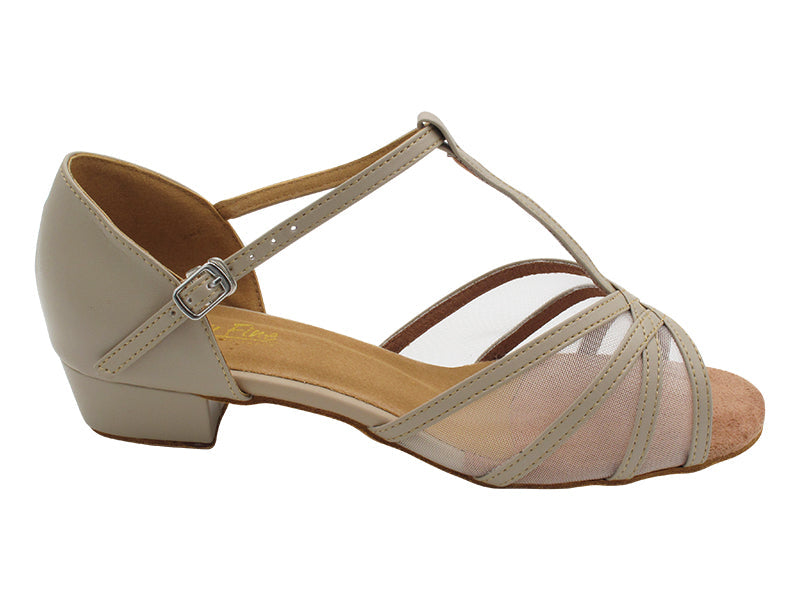 1635FT Tan Leather & Flesh Mesh with 1" Women Heel (8881) in the photo