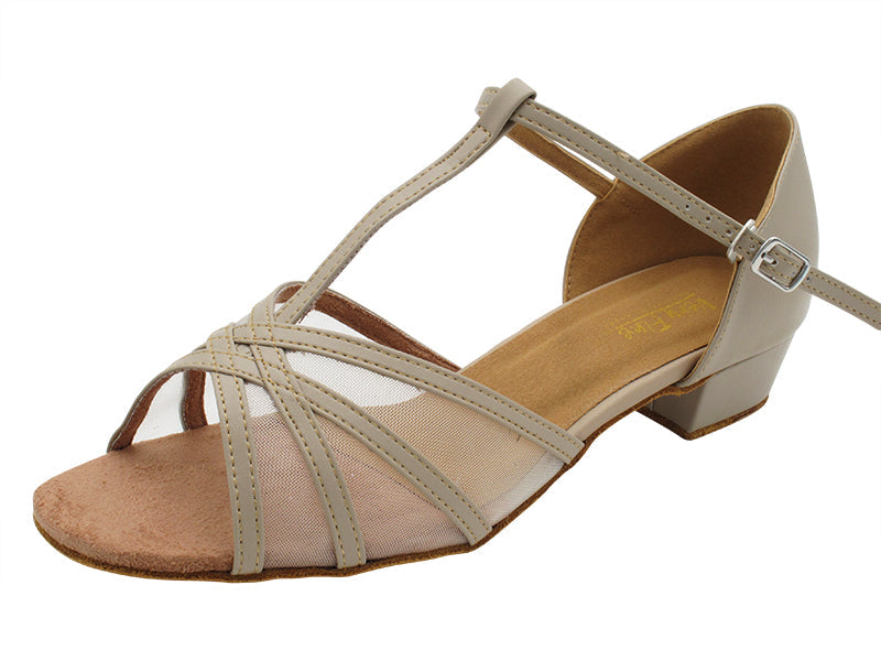 1635FT Tan Leather & Flesh Mesh with 1" Women Heel (8881) in the photo