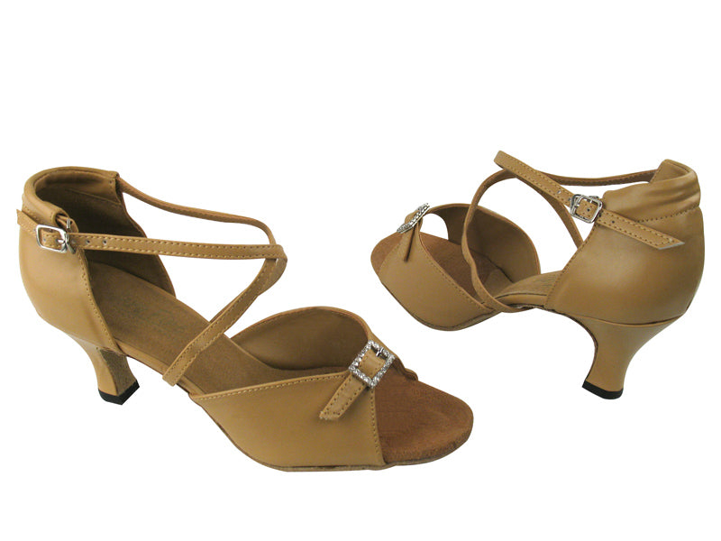 1636 157 Beige Brown Leather with 2.5" Low Heel in the photo