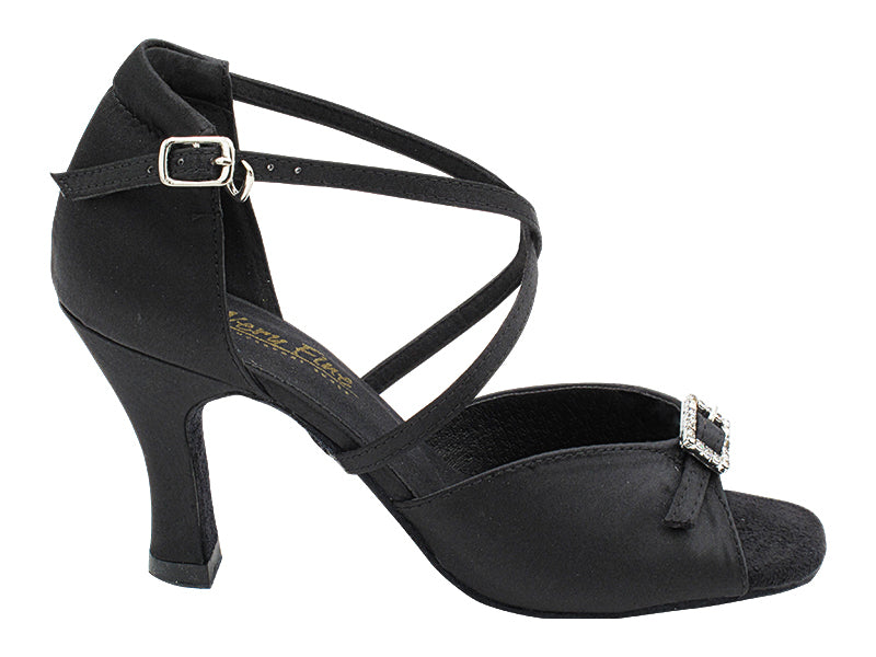 1636 Black Satin with 3" Heel in the photo