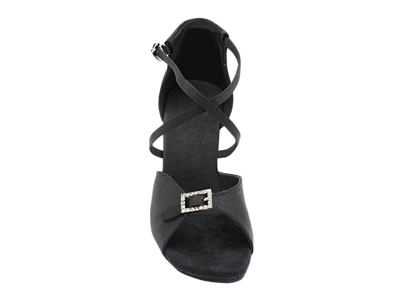 1636 Black Satin with 3" Heel in the photo