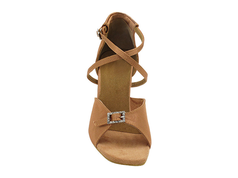 1636 Brown Satin with 3" Heel in the photo