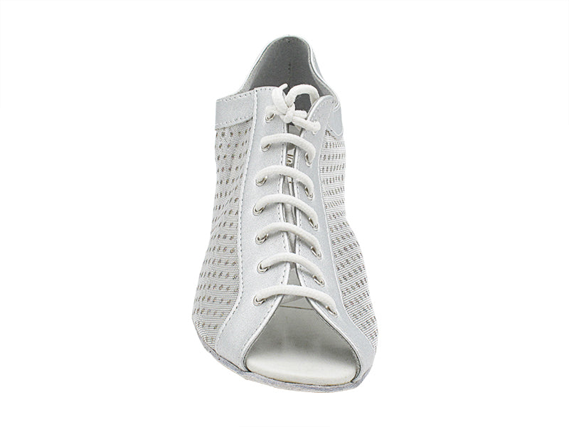 1643 151 Soft Silver Leather_110 Mesh with 1.3" Cuban Heel (387) in the photo