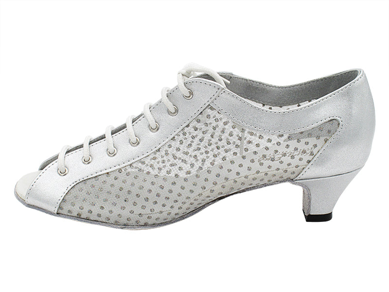 1643 151 Soft Silver Leather_110 Mesh with 1.3" Cuban Heel (387) in the photo