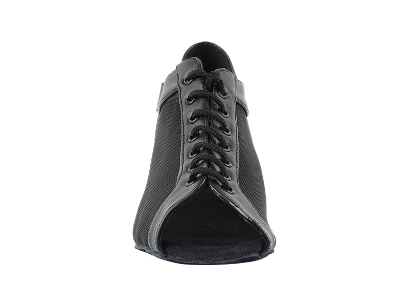 1643FT Black Leather_Black Mesh with 1" Flat Heel in the photo