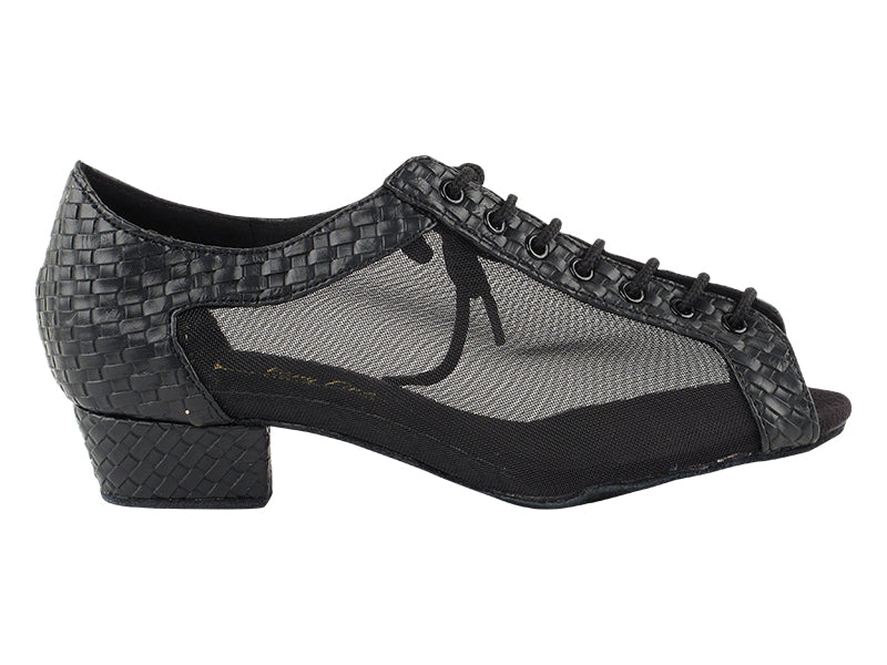1643FT Black Weave_Black Mesh with 1" Flat Heel in the photo