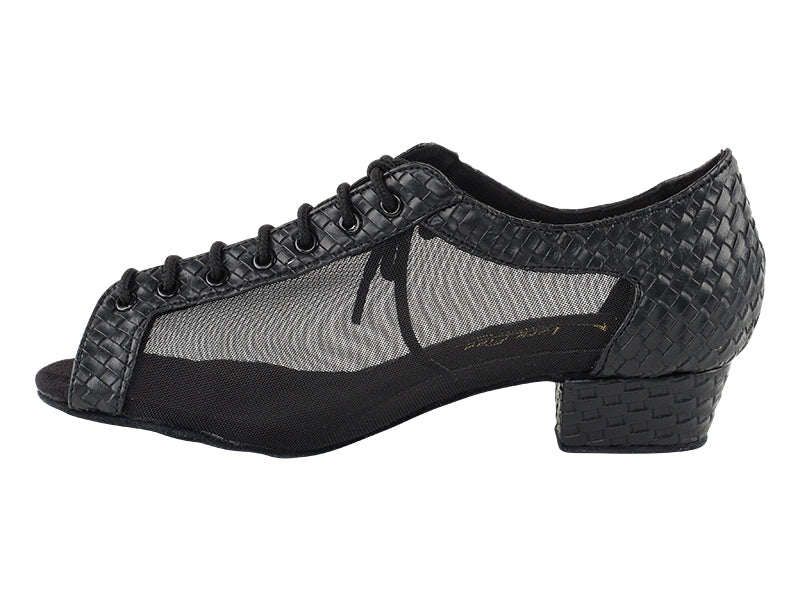 1643FT Black Weave_Black Mesh with 1" Flat Heel in the photo