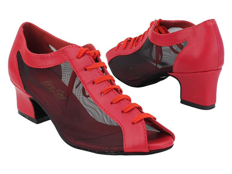 1643 Red Leather_Black Mesh with 1.5" Heel in the photo
