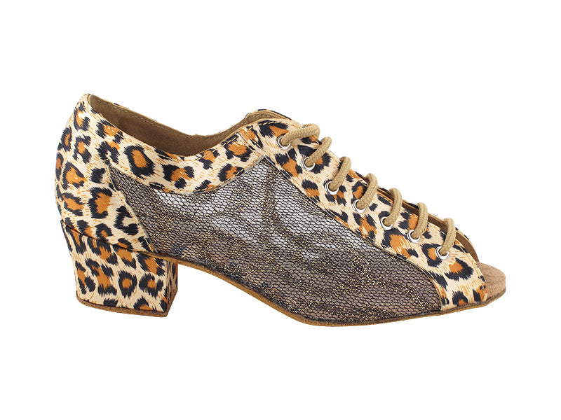 1643 152 Leopard Satin_200 Lace White Mesh with 1.5" Heel (2001) in the photo