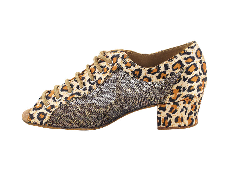 1643 152 Leopard Satin_200 Lace White Mesh with 1.5" Heel (2001) in the photo