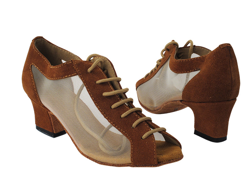 1643 265 Dark Brown Suede_Flesh Mesh