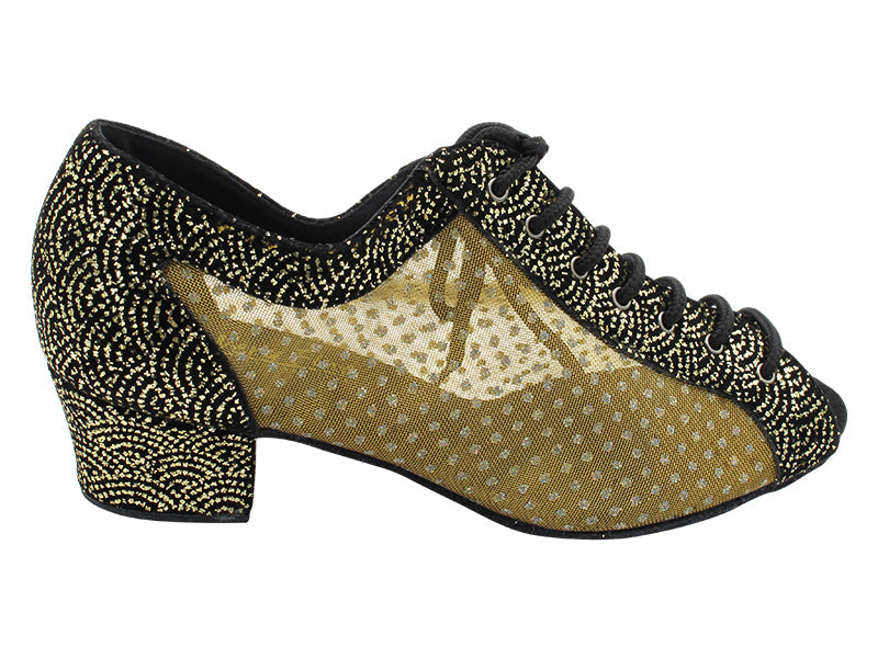 1643 30 Black Gold Velvet & 108 Gold  Mesh with 1.5" Heel (2001) in the photo