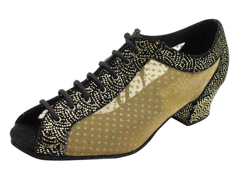 1643 30 Black Gold Velvet & 108 Gold  Mesh with 1.5" Heel (2001) in the photo