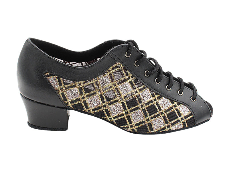 1643 Black Leather & 195 Gold Silver Square Mesh with 1.5" Heel (2001) in the photo