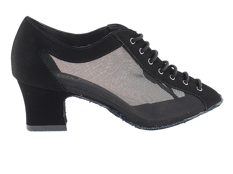 1643 Black Nubuck & Black Mesh & Thick Cuban Heel