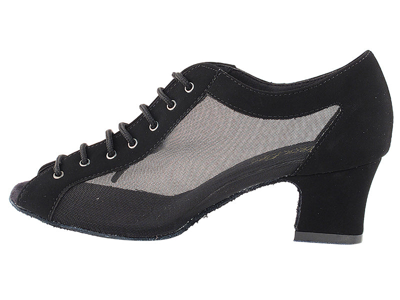 1643 Black Nubuck & Black Mesh & Thick Cuban Heel