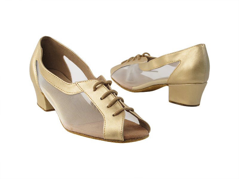 1644 57 Light Gold PU_54 Flesh Mesh with 1.5" medium heel in the photo