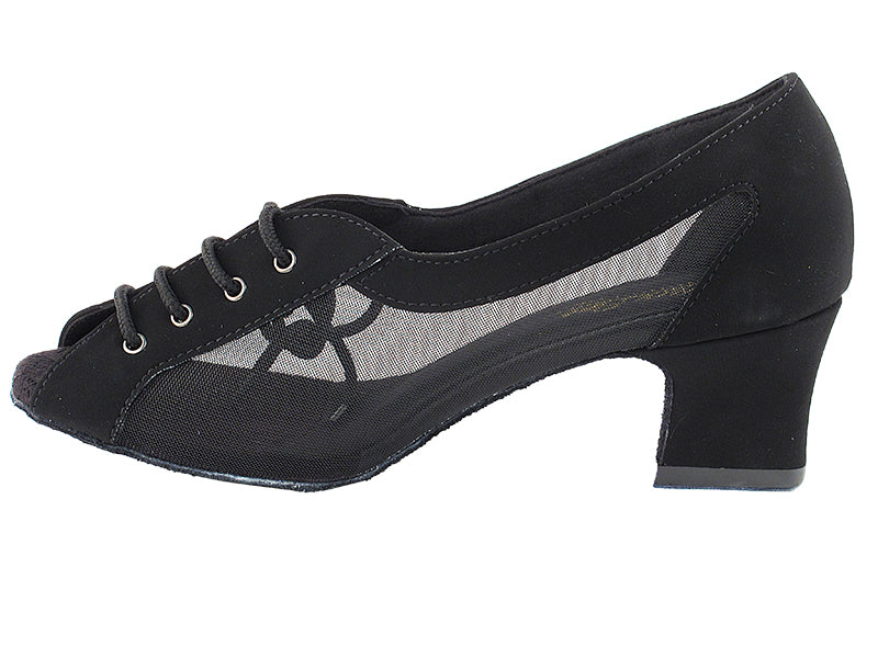 1644 Black Nubuck & Black Mesh & Thick Cuban Heel