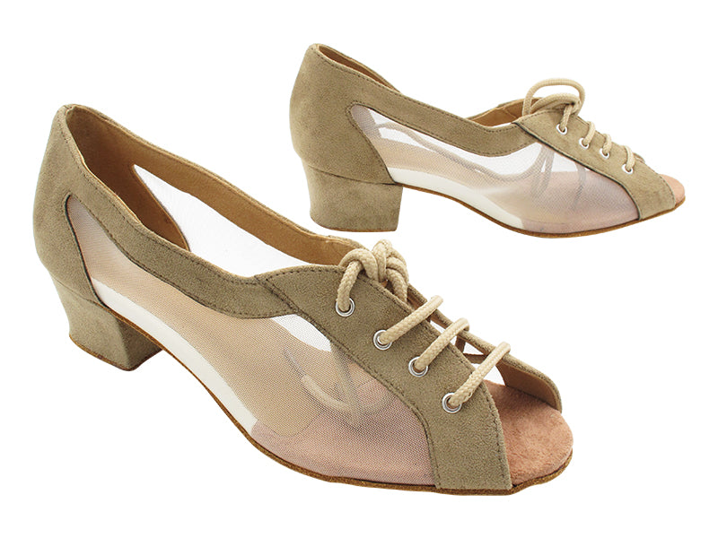 1644 Brown Nubuck & Flesh Mesh with 1.5" Heel in the photo