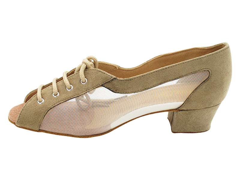 1644 Brown Oxford Nubuck & Flesh Mesh with 1.5" Heel in the photo