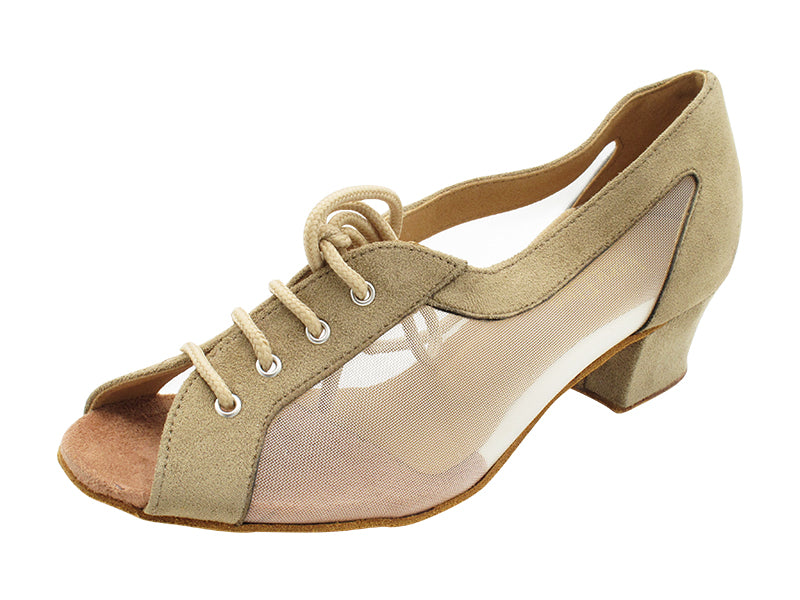 1644 Brown Nubuck & Flesh Mesh with 1.5" Heel in the photo