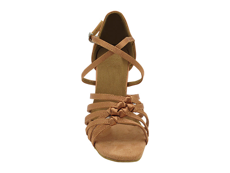 1650 Brown Satin with 3" Heel in the photo