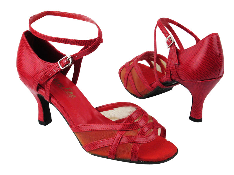 1657 175 Red Snake_Flesh Mesh with 3" heel in the photo