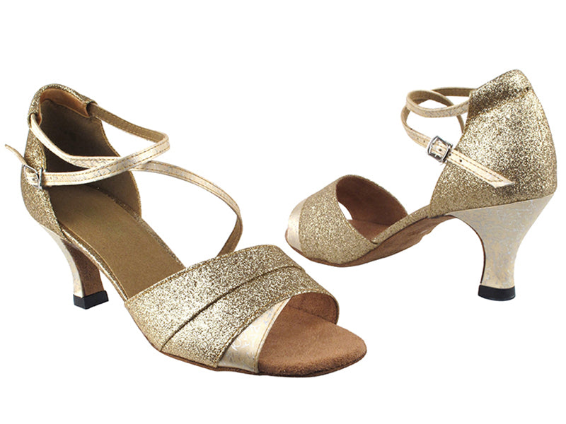 1659 125 Gold Stardust_103 Flesh Flower Satin with 2.5" Heel in the photo