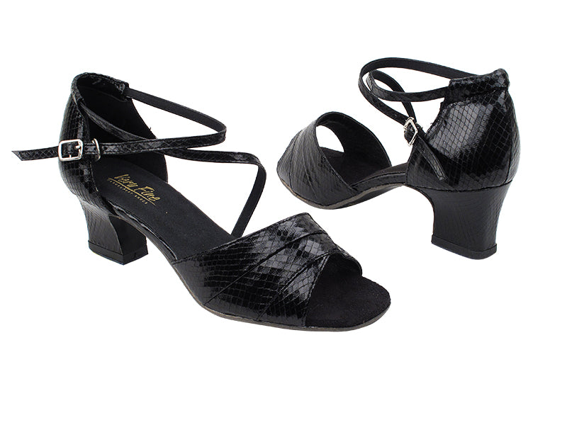 1659 222 Snake Black with 2" Thick Cuban Heel in the photo